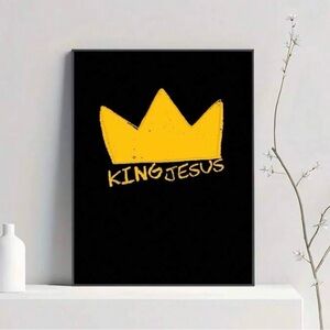 Black and Yellow 'King Jesus' Wall Art, 8x12 Canvas Only